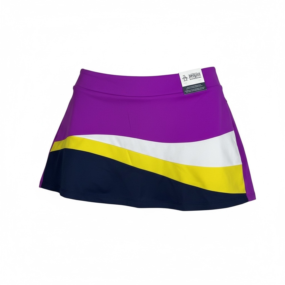 Original Penguin Golf Skort M Purple Cactus Flower Color Block Pleated NWT